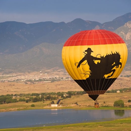 Hot Air Balloon Over the Rocky Mountains 