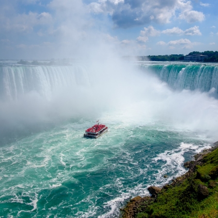 Hornblower Niagara Cruises offers thrilling boat tours to the base of the Horseshoe Falls