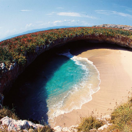  Visiting a National Protected area, a hidden beach located in the Marietas Island is a unique experience ideal for Snorkel, birth and seasonal whale watching.