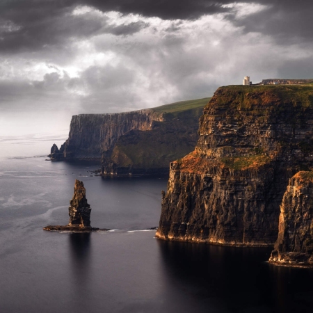 The Cliffs of Moher offer breathtaking views of the Atlantic Ocean